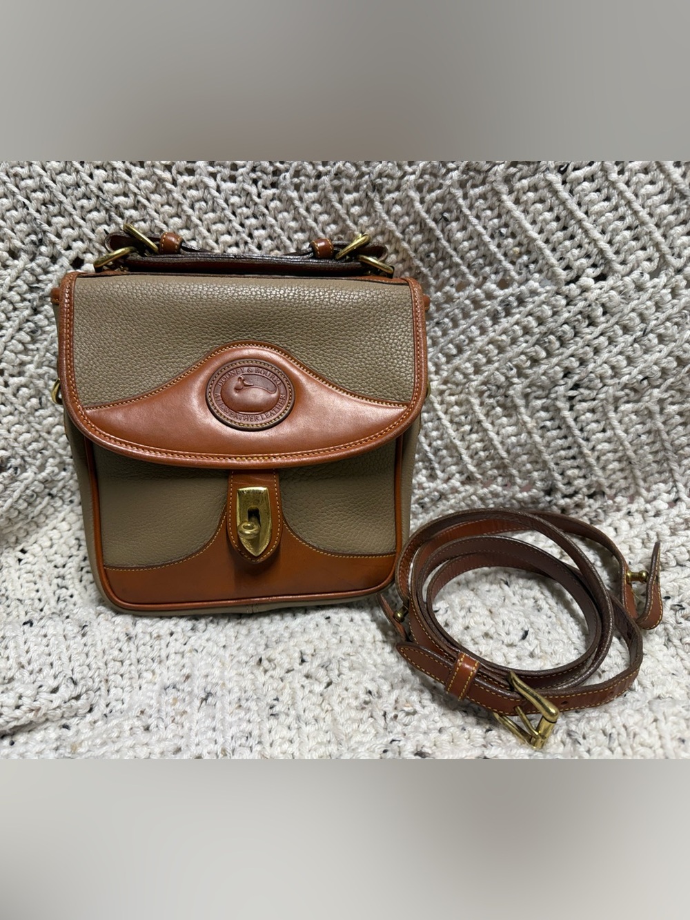 Vintage Dooney & Bourke Taupe Square Carrier